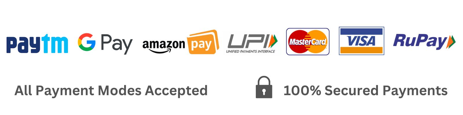 All Payment Modes Accepted - UPI, Paytm, GPay, PhonePe, Cards